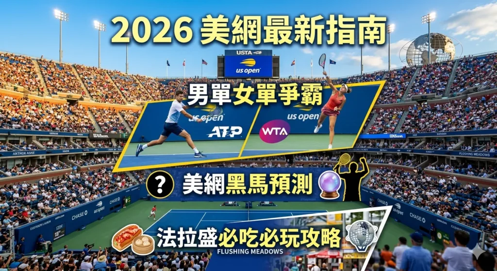 2026美網賽事資訊圖，整理男單女單爭霸與美網賽事重點
